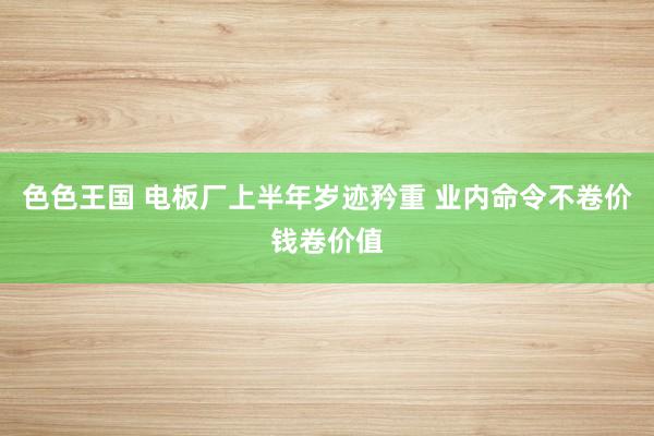 色色王国 电板厂上半年岁迹矜重 业内命令不卷价钱卷价值