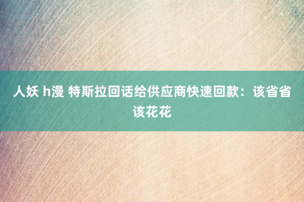 人妖 h漫 特斯拉回话给供应商快速回款：该省省该花花