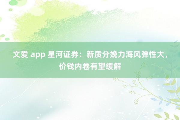 文爱 app 星河证券：新质分娩力海风弹性大，价钱内卷有望缓解