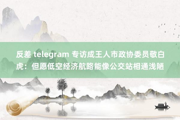 反差 telegram 专访成王人市政协委员敬白虎：但愿低空经济航路能像公交站相通浅陋